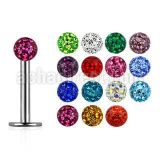 lbfr3 316l steel labret with 3mm ferido multi crystal ball