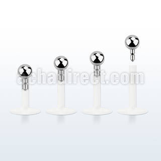 lbib bio flexible labret with a 3mm push in steel ball