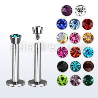lbic 16g 316l steel labret with 2 5mm bezel set jewel ball
