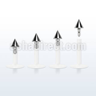 lbicn bio flexible labret with a 3mm push in steel cone