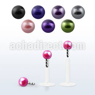 lbipr3 clear bio flexible labret with 3mm faux pearl ball