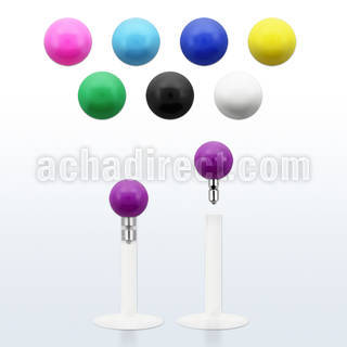 lbisab3 clear bio flexible labret with 3mm color acrylic ball