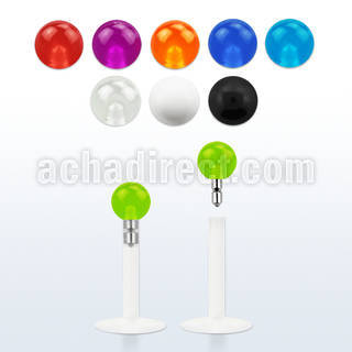 lbivb3 clear bio flexible labret with 3mm acrylic uv ball