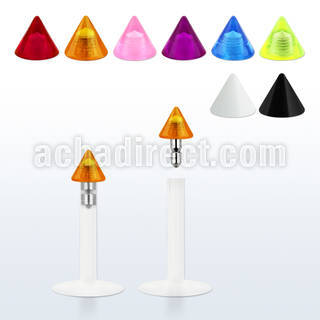 lbivcn3 clear bio flexible labret with 3mm acrylic uv cone