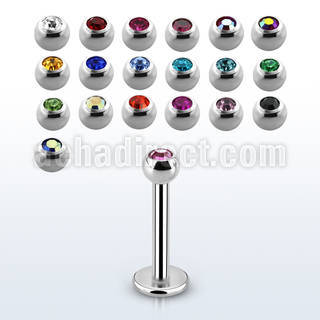 lbjb25 surgical steel labret w a tiny 2 5mm jewel ball