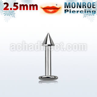 lbmcn25 surgical steel monroe piercing labret with a 2 5mm cone