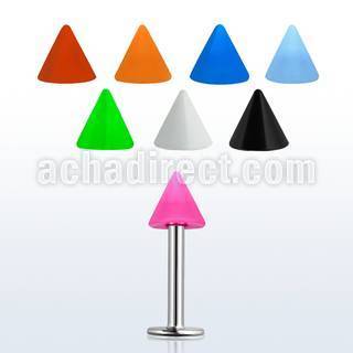 lbsacn3 316l steel labret with 3mm color acrylic cone