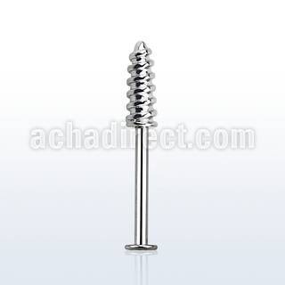 lbscw 316l steel labret with a screw threading tip