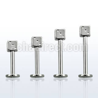 lbsdi3 surgical steel labret with a 3mm dice length 6 12mm