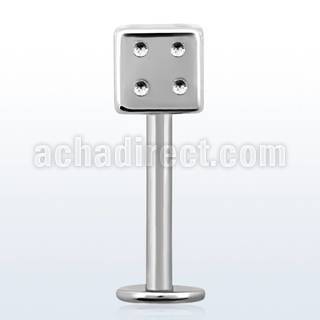 lbsdi4s surgical steel labret with a 4mm dice length 6 12mm
