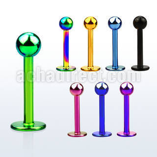 lbtb3 premium pvd 16g 316l steel labret with 3mm ball