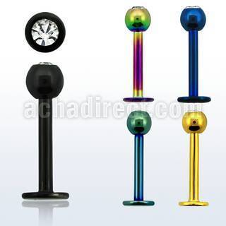 lbtc3 anodized 16g 316l steel labret with 3mm ball
