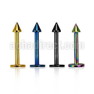 lbtcn2 anodized surgical steel labret with a 2mm cone