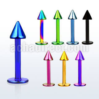 lbtcn3 premium pvd plated surgical steel labret with 3mm cone
