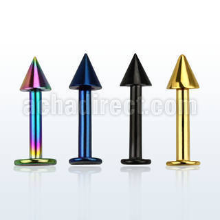 lbtcn4 anodized surgical steel labret with a 4mm cone