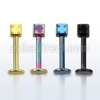 lbtdi3 anodized surgical steel labret with a 3mm dice