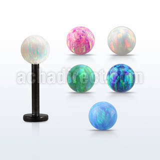 lbtop4s anodized 316l steel labret w a 4mm synthetic opal ball