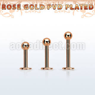 lbttb3g rose gold steel labret with a 3mm ball
