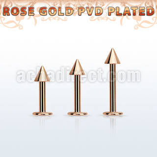 lbttcn4 rose gold steel labret with a 4mm cone