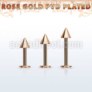 lbttcn5s rose gold steel labret with a 5mm cone