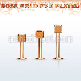 lbttdi3 rose gold steel triple tragus piercing with a 3mm dice
