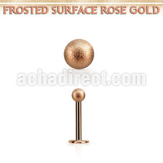 lbttfo3 rose gold 316l steel labret w a 3mm frosted steel ball