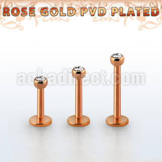 lbttjb25 rose gold plated steel labret w tiny 2.5mm jewel ball