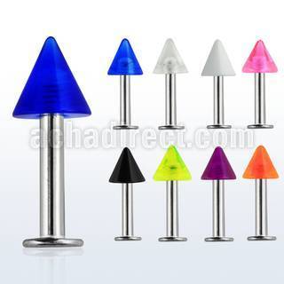 lbuvcn5 14g 316l steel labret with 5mm acrylic uv cone