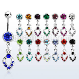 mcd245s steel belly banana w dangling small drop with crystals