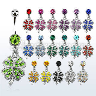 mcd350 piercing ombligo acero quirurgico bola joya bisel 8mm flor multi cristal 10mm distribuidor mayorista