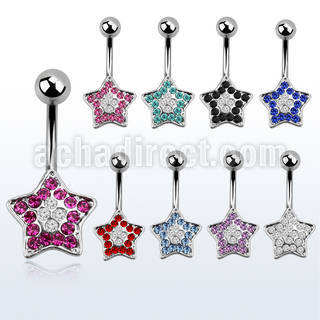 mcd356 316l steel belly banana with 2 color crystal star