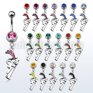mcd358 316l steel belly banana with jewel ball crystal pistol