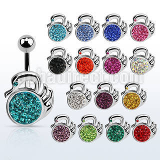 mcd374 steel belly banana w ferido glued crystal studded swan