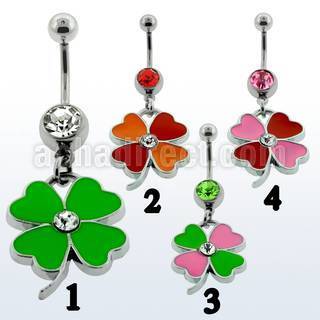 mcd393 316l steel belly banana with dangling painted flower