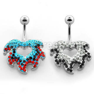 mcd424 316l steel belly banana with ferido multi crystal flame