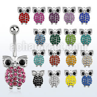 mcd451 316l steel belly banana with lower crystal owl end