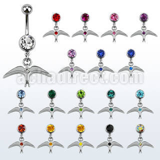 mcd463 316l steel belly banana w dangling plain bird