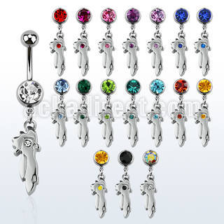 mcd464 316l steel belly banana w jewel ball dangling parrot