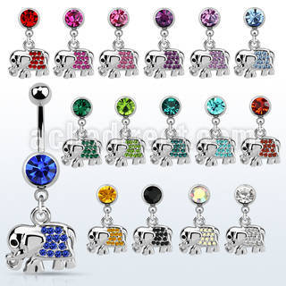 mcd478 steel belly banana w dangling elephant w crystals