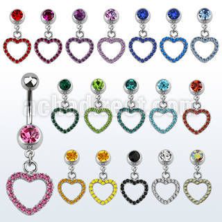 mcd497 belly banana w a dangling crystal studded heart