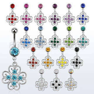 mcd500 316l steel belly banana w dangling crystal wire flower