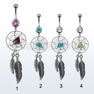 mcd525 belly banana w a dangling crystal dreamcatcher
