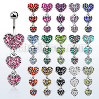 mcd528 belly banana w a crystal heart shape  2 crystal hearts
