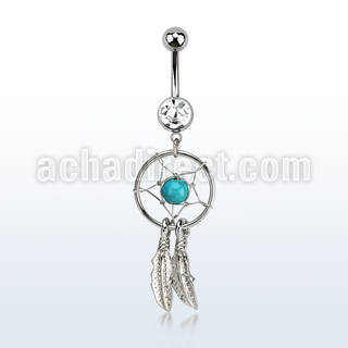 mcd544 piercing ombligo acero quirurgico bola 8mm joya bisel colgante atrapasuenos distribuidor