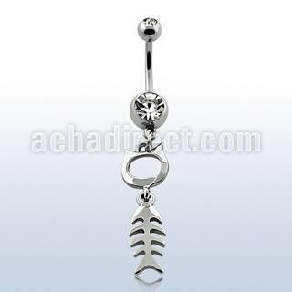 mcd546 316l steel belly banana with jewel ball fish skeleton