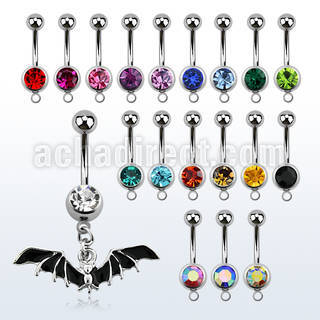 mcd569 316l steel belly banana with dangling black bat