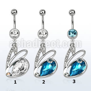 mcd586 steel belly banana w swan with crystals 