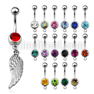 mcd593 316l steel belly banana with dangling bird wing