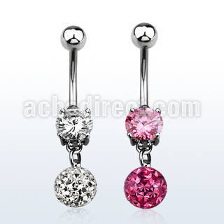 mcd625 316l steel belly banana w prong cz ferido ball
