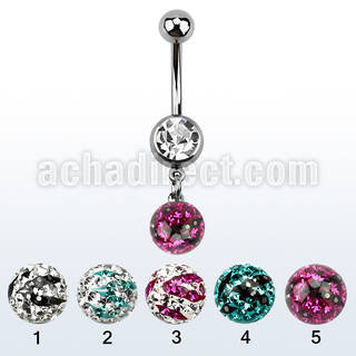 mcd626c belly banana w a dangling zebra multi crystal ball
